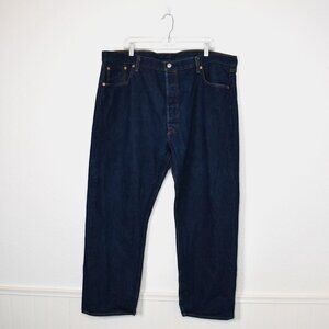 Levis 501 Mens Jeans 44 X 30 Button Fly Dark Wash Straight Leg Classic Western